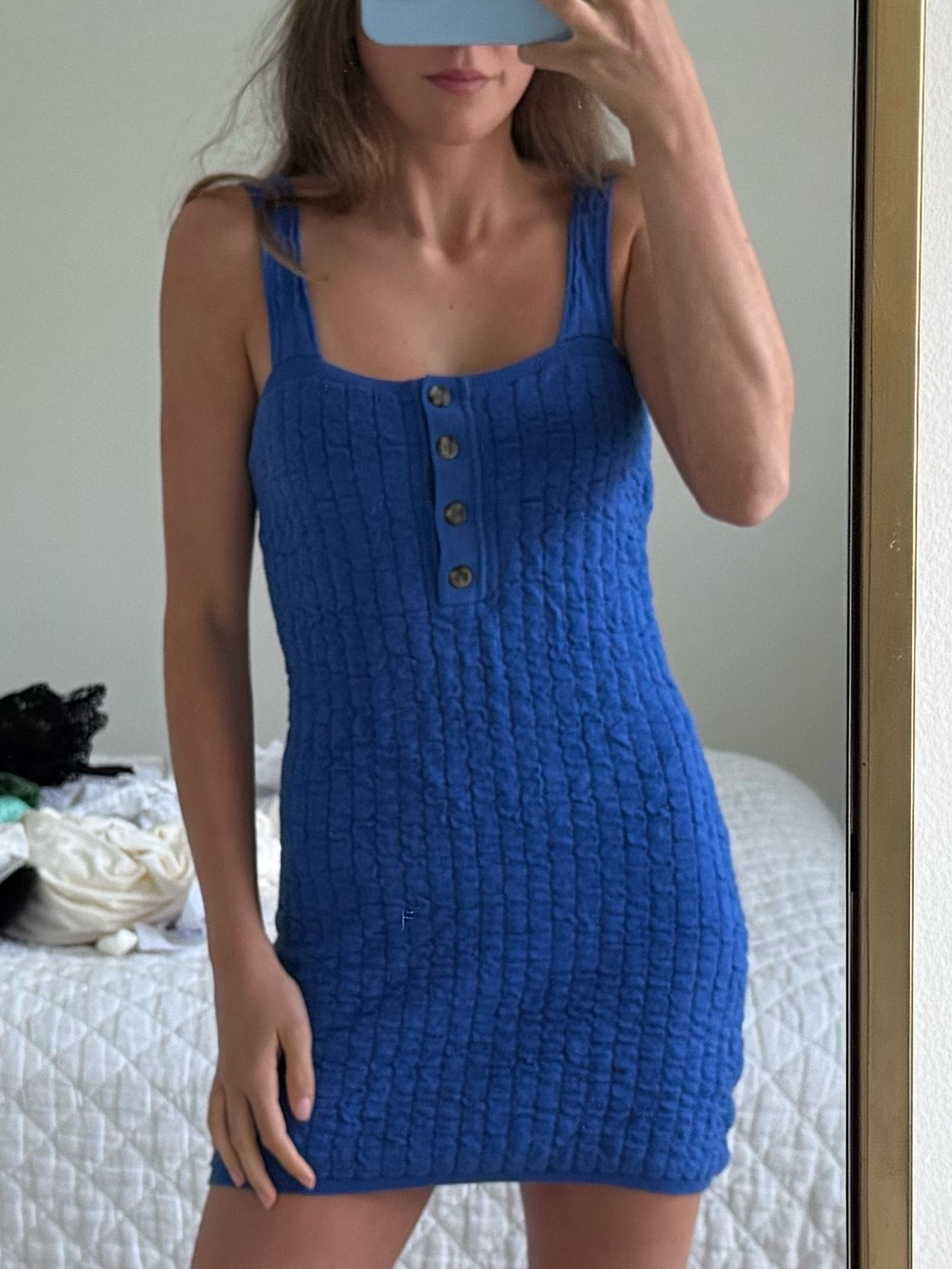Free People Cobalt Blue Knit Tank Mini Dress